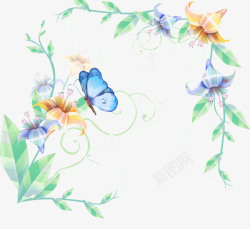 小鸟花朵图案背景图片蝴蝶花高清图片