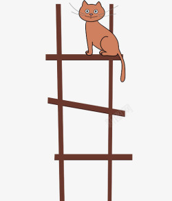 站在梯子上的小猫素材