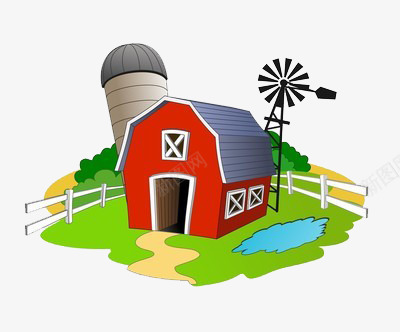 农场上的房子png免抠素材_新图网 https://ixintu.com 围栏 看护 红色