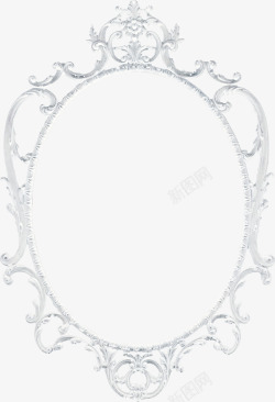 白色花纹镜框素材