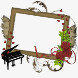 钢琴花边框相框素材