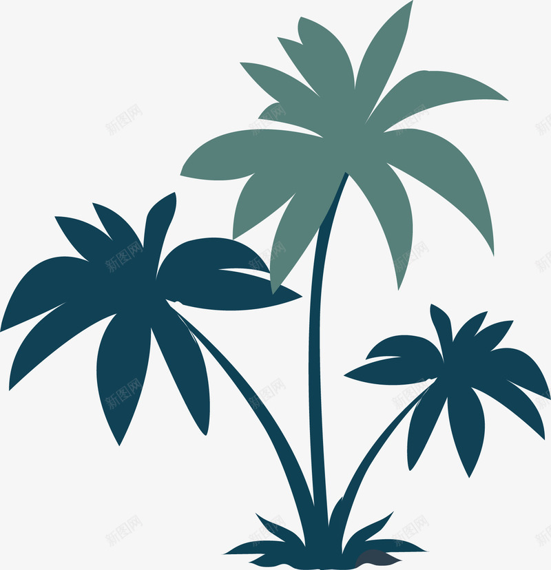 椰子树剪影矢量图ai免抠素材_新图网 https://ixintu.com 植物 沙滩 绿色剪影 矢量图
