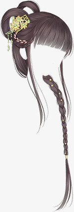 紫色头发的女孩古风手绘头发女孩头发高清图片