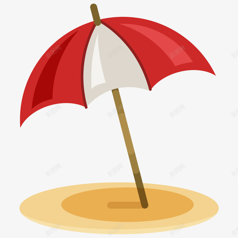 卡通沙滩遮阳伞png免抠素材_新图网 https://ixintu.com 卡通 沙滩 红白相间 遮阳伞
