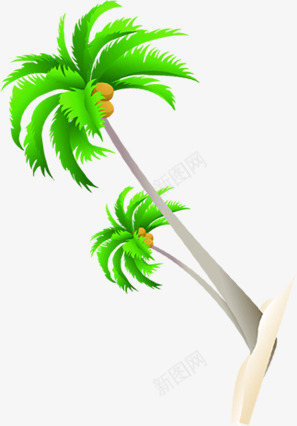 卡通椰子树沙滩海边海报png免抠素材_新图网 https://ixintu.com 卡通 椰子树 沙滩 海报 海边