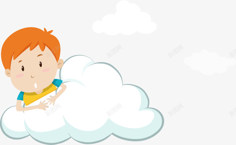 趴在云朵上面的小男孩png免抠素材_新图网 https://ixintu.com 可爱男孩 小男孩 开心 白色云朵 趴在云朵上面 躲藏