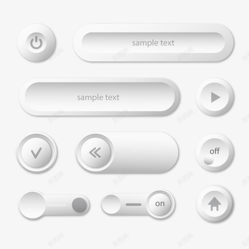 简洁按钮矢量图ai免抠素材_新图网 https://ixintu.com 免扣png素材 免费png素材 多媒体 播放 电脑 白色按钮 矢量图