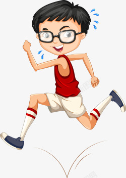 冒汗的男孩马拉松卡通跑步的少年高清图片