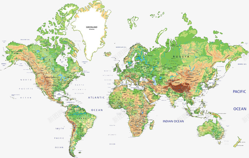 英文版全球地图png免抠素材_新图网 https://ixintu.com 世界地图 全球地图 地图 平铺地图 英文版