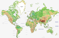 平铺地图英文版全球地图高清图片