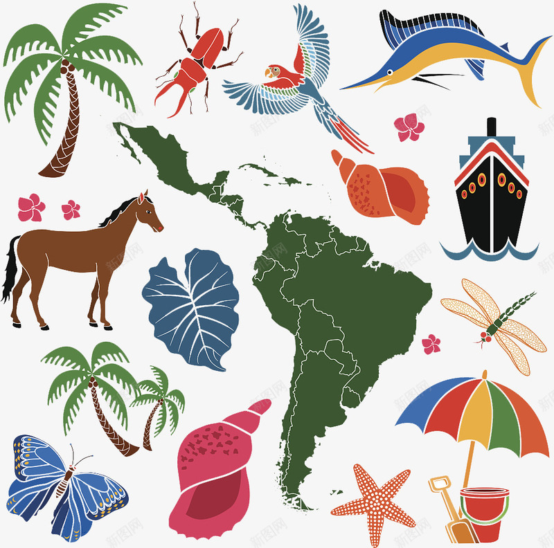 南美洲旅游风景png免抠素材_新图网 https://ixintu.com 南美洲 南美洲地图 大西洋 太平洋 美洲南部 葡萄牙语 西班牙语
