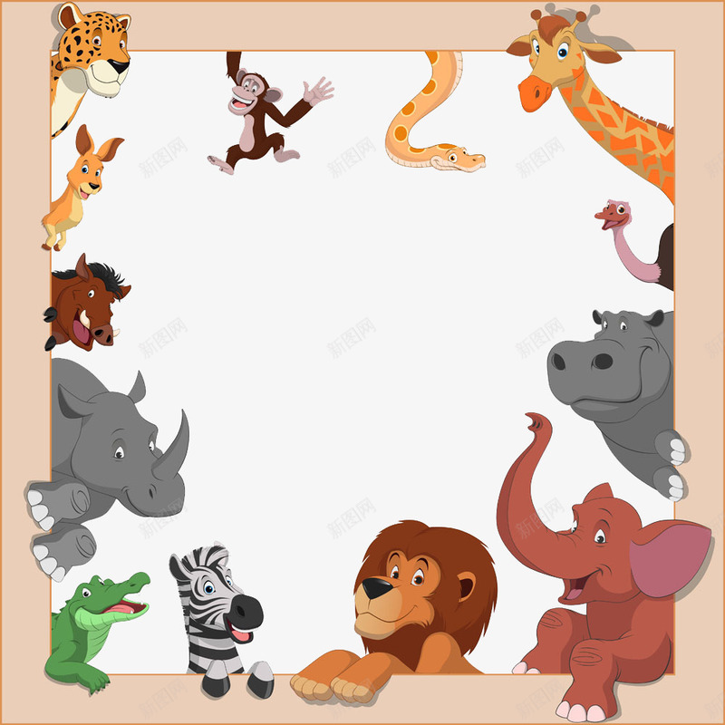 纯色边框小动物png免抠素材_新图网 https://ixintu.com 世界 动物 卡通 可爱