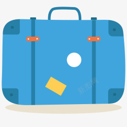 卡通蓝色的行李箱矢量图素材