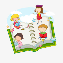 世界读书日的儿童人物矢量图素材