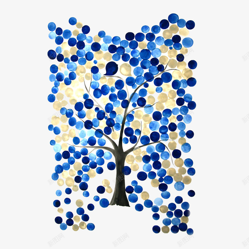 卡通创意蓝色系球体树叶png免抠素材_新图网 https://ixintu.com 创意 树叶 树木 球体 蓝色系