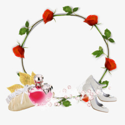 卡通玫瑰花圈女鞋装饰相框素材