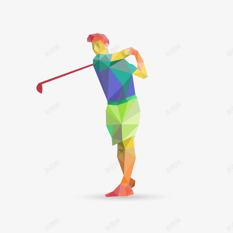 挥杆的高尔夫运动员png免抠素材_新图网 https://ixintu.com 多边形 运动员 高尔夫