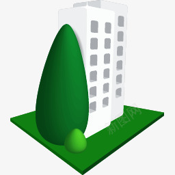 绿色3D风格家居建筑楼房图标png_新图网 https://ixintu.com 3d 家居 建筑 楼房 绿色 风格