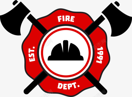 红色消防队队徽图标图标