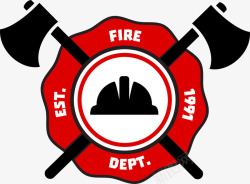 消防队红色消防队队徽图标高清图片