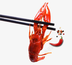 夹着红色筷子夹着红色小龙虾高清图片