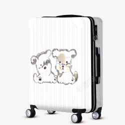 儿童拉杆旅行箱卡通白色小狗拉杆旅行箱高清图片