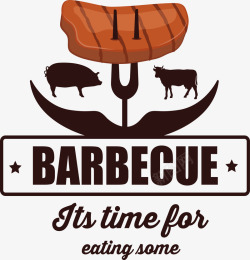 烤肉标签卡通烤肉平面烧烤矢量图图标高清图片