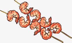 鲜虾烤串红色鲜虾烤串高清图片
