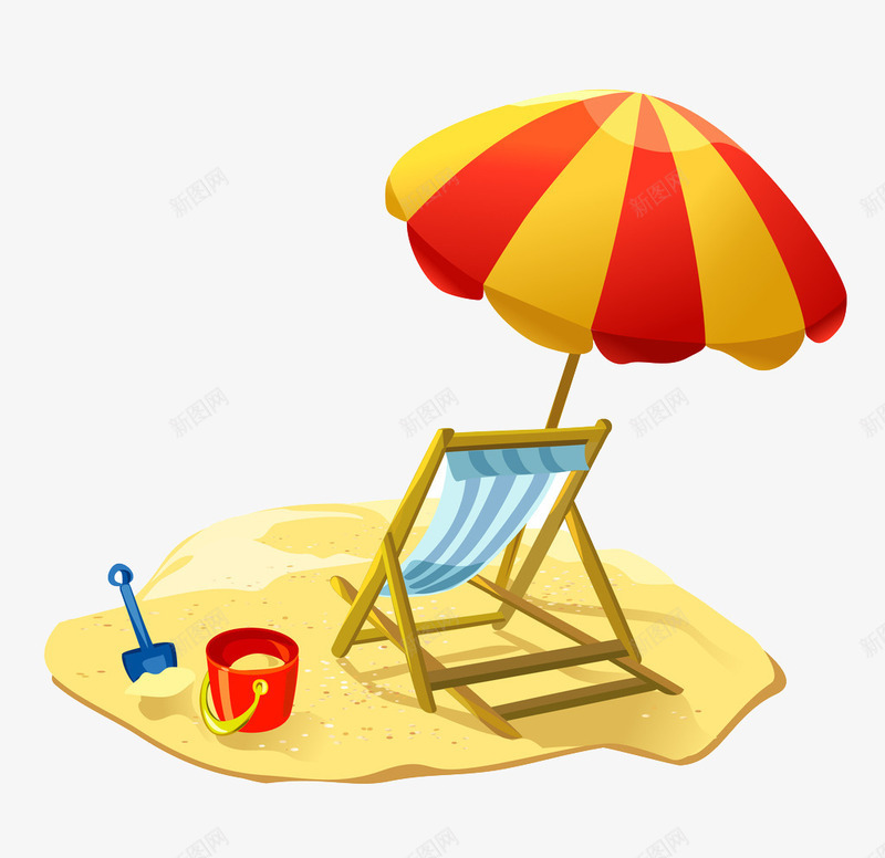 卡通度假海滩沙滩png免抠素材_新图网 https://ixintu.com 卡通 度假 沙滩 海滩