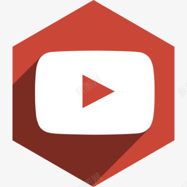 六角媒体阴影社会YouTube图标图标