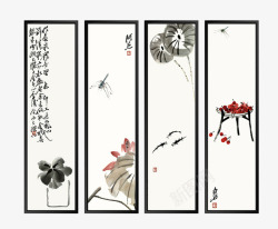 中式花卉写实挂画素材