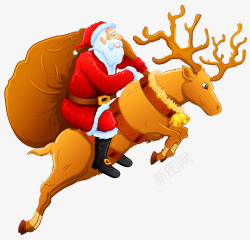 圣诞节销售横幅设计卡通圣诞老人和麋鹿高清图片