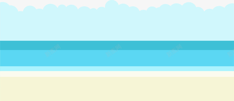 卡通蓝色大海沙滩png免抠素材_新图网 https://ixintu.com 休闲 卡通大海 度假 度蜜月 旅行 沙滩 海边