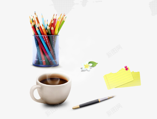 铅笔五彩咖啡钢笔便签png免抠素材_新图网 https://ixintu.com 五彩 便签 咖啡 钢笔 铅笔