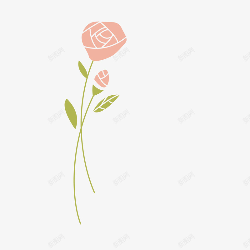 手绘玫瑰花png免抠素材_新图网 https://ixintu.com 叶子 手绘 桔梗 美丽的 花卉 花朵 花瓣 装饰