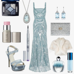 蓝色女神长裙素材