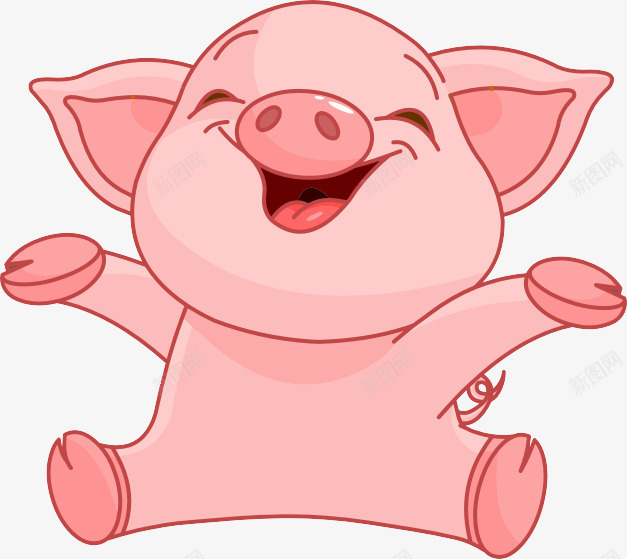 卡通小猪png免抠素材_新图网 https://ixintu.com 动物 卡通小肥猪 大肥猪 猪 猪崽 笑 粉色