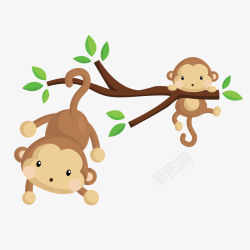 森林卡通可爱的猴子动物矢量图高清图片