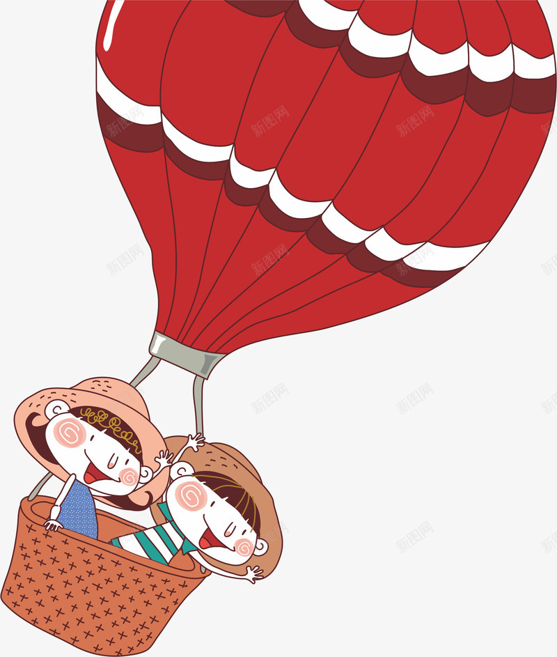 乘坐热气球的人矢量图ai免抠素材_新图网 https://ixintu.com 卡通人物 女孩 男孩 飞翔 飞翔的人 矢量图