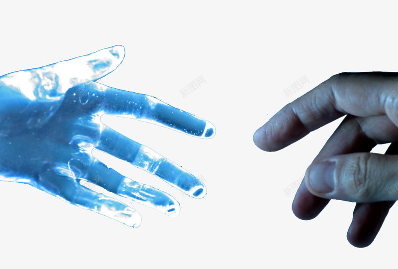 科幻机器人握手png免抠素材_新图网 https://ixintu.com 交流 友好 握手 未来 机器人 机器人握手 科幻 科技 蓝色