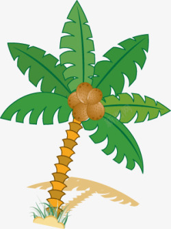 沙滩手绘植物夏日椰子树素材