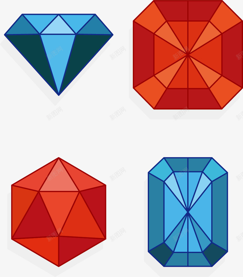 红蓝钻石png免抠素材_新图网 https://ixintu.com 发光钻石 宝石 红蓝色 透明钻石 钻石 钻石堆
