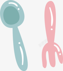 粉色勺子卡通餐具图矢量图高清图片