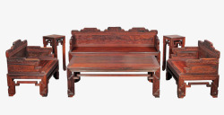 印花椅子中式传统客厅红木沙发椅六件套高清图片
