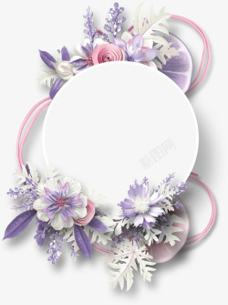 圆形花朵花朵装饰圆形边框高清图片