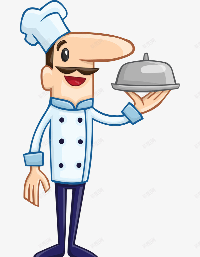 卡通手绘国外上菜厨师png免抠素材_新图网 https://ixintu.com 上菜的厨师 卡通的人物 国外的厨师 平面厨师 手绘的厨师