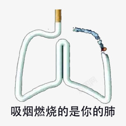 点着的烟拼成的肺部图素材