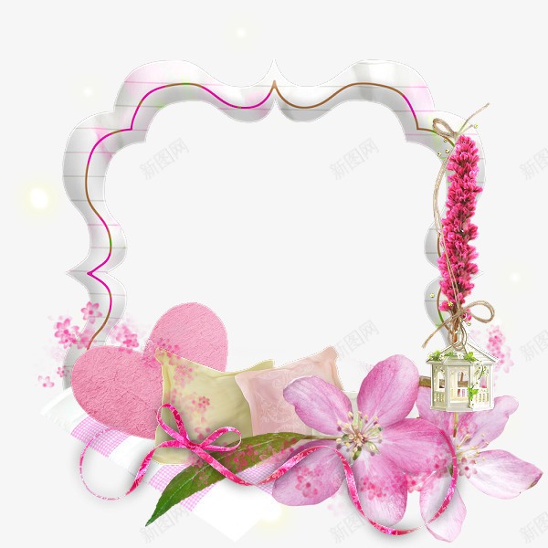白粉色高档相框png免抠素材_新图网 https://ixintu.com 爱心相框 画框素材 粉色相框 花朵相框