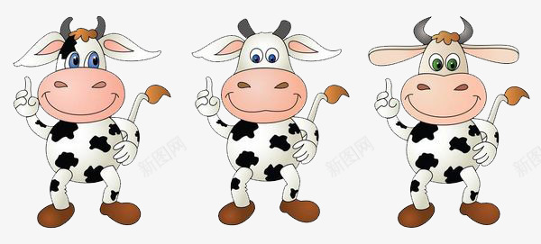卡通动物可爱斑点奶牛png免抠素材_新图网 https://ixintu.com 三个奶牛 动物 卡通动物 奶牛 小牛 平面 手绘 排队 斑点奶牛 牛