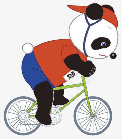 熊猫在用力骑单车素材
